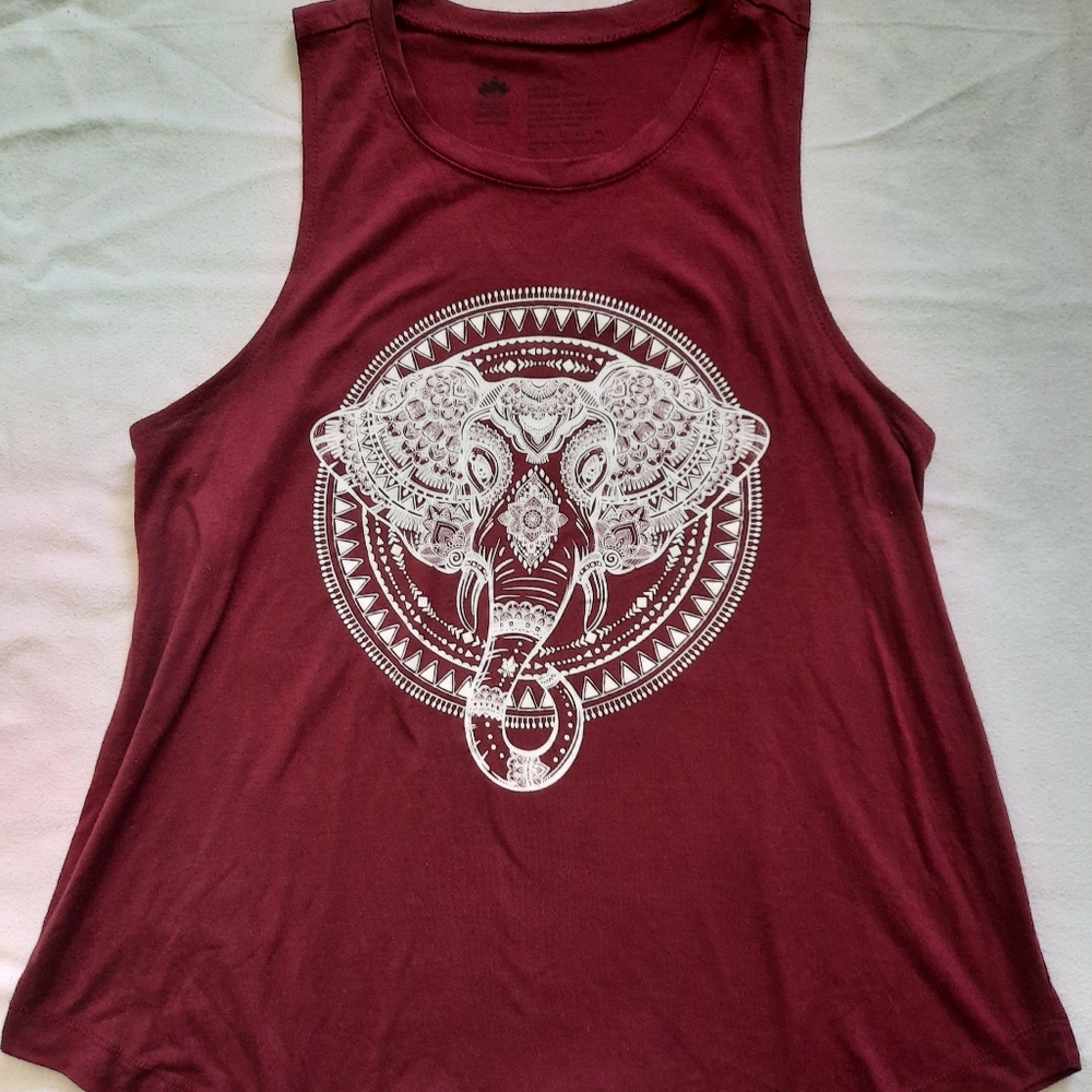Peaceful Warrior Elephant Print Yoga Tank Top